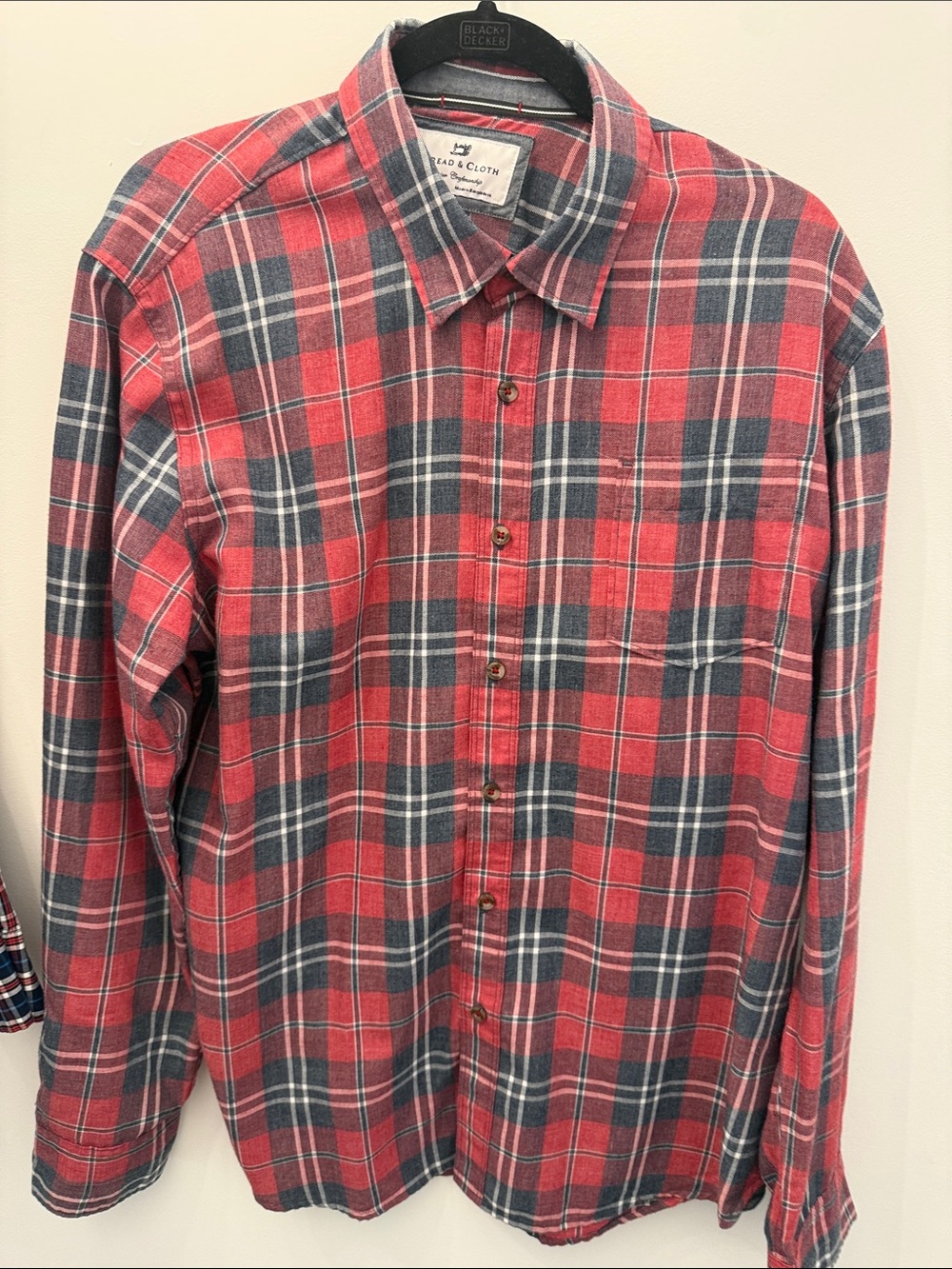 Thread & Supply Red and Blue Plaid Button-Down Shirt